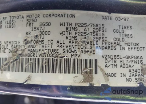 1997 Toyota 4Runner Sr5 from USA, damaged, VIN JT3HN86R1V0103528